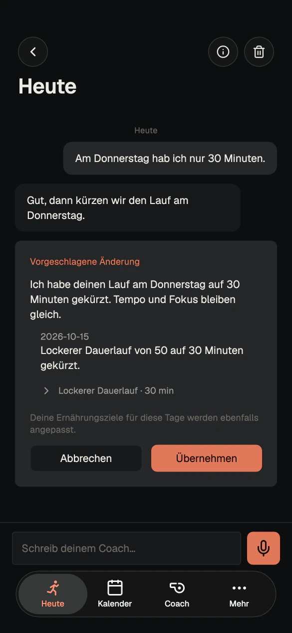 Bildschirm der Tahto-App