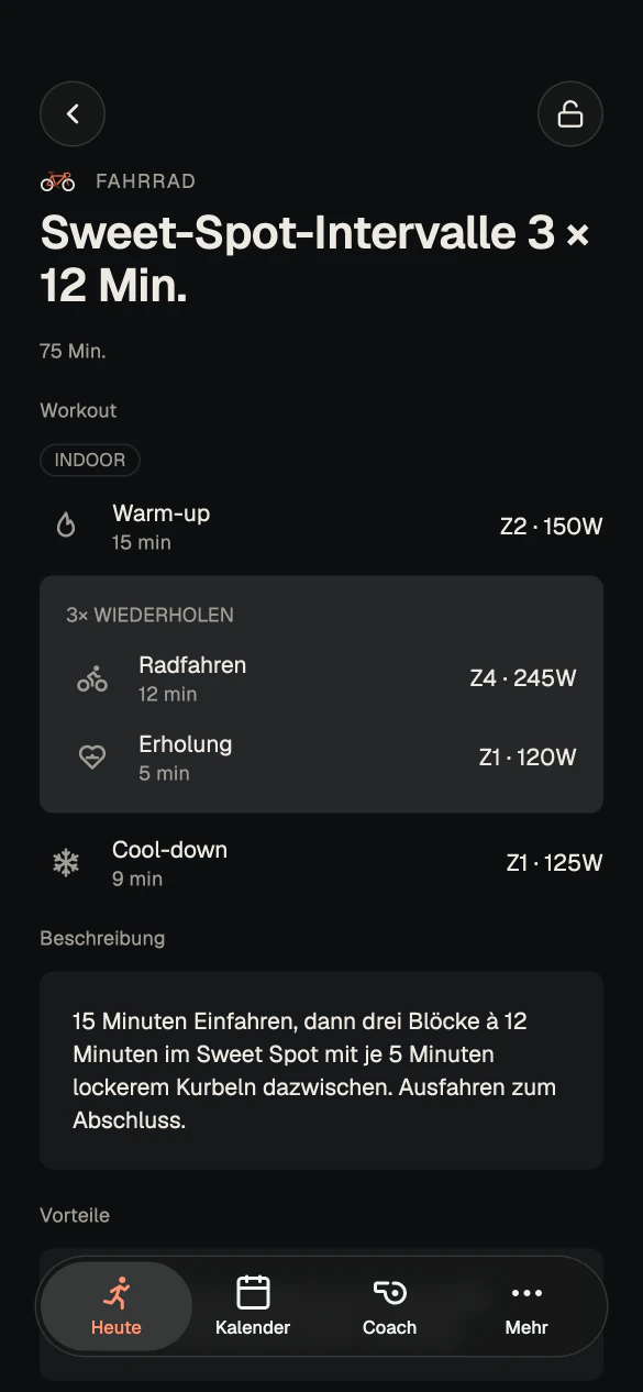 Bildschirm der Tahto-App